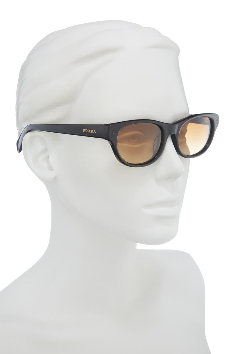 Prada 52mm Cat Eye Sunglasses, Alternate, color, Black / Yellow Gradient Light