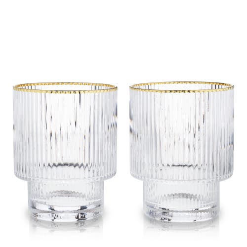 Viski Meridian Crystal Tumblers Set Of 2 In Clear