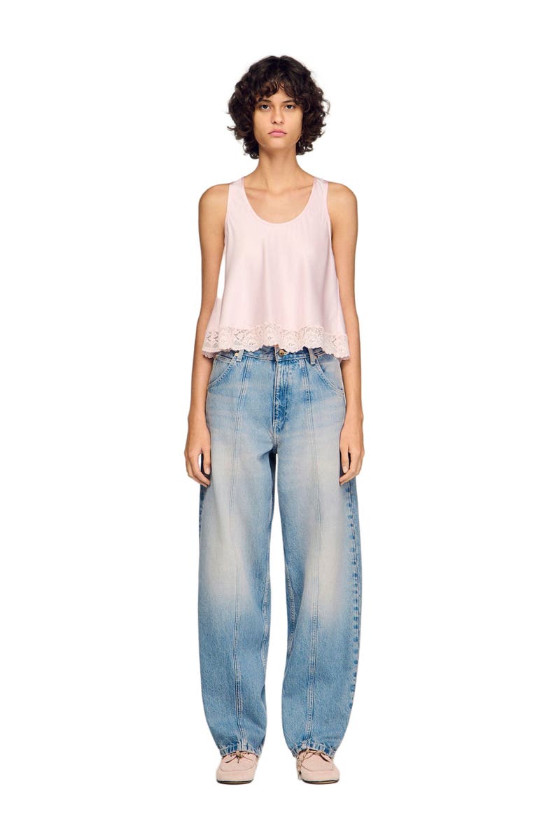 SANDRO Faded barrel jeans, Alternate, color, Blue Jean