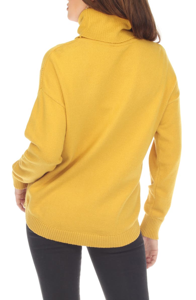 RAIN AND ROSE Long Sleeve Turtleneck Sweater, Alternate, color, Mustard