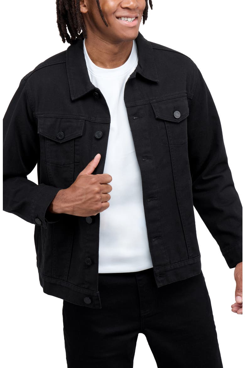 Slim Washed Denim Jacket, Alternate, color, JET BLACK