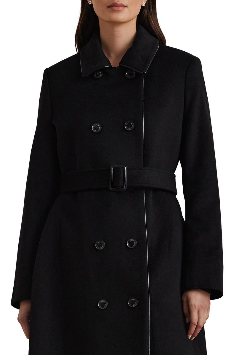 Lauren Ralph Lauren Double Breasted Wool Blend Trench Coat, Alternate, color, 