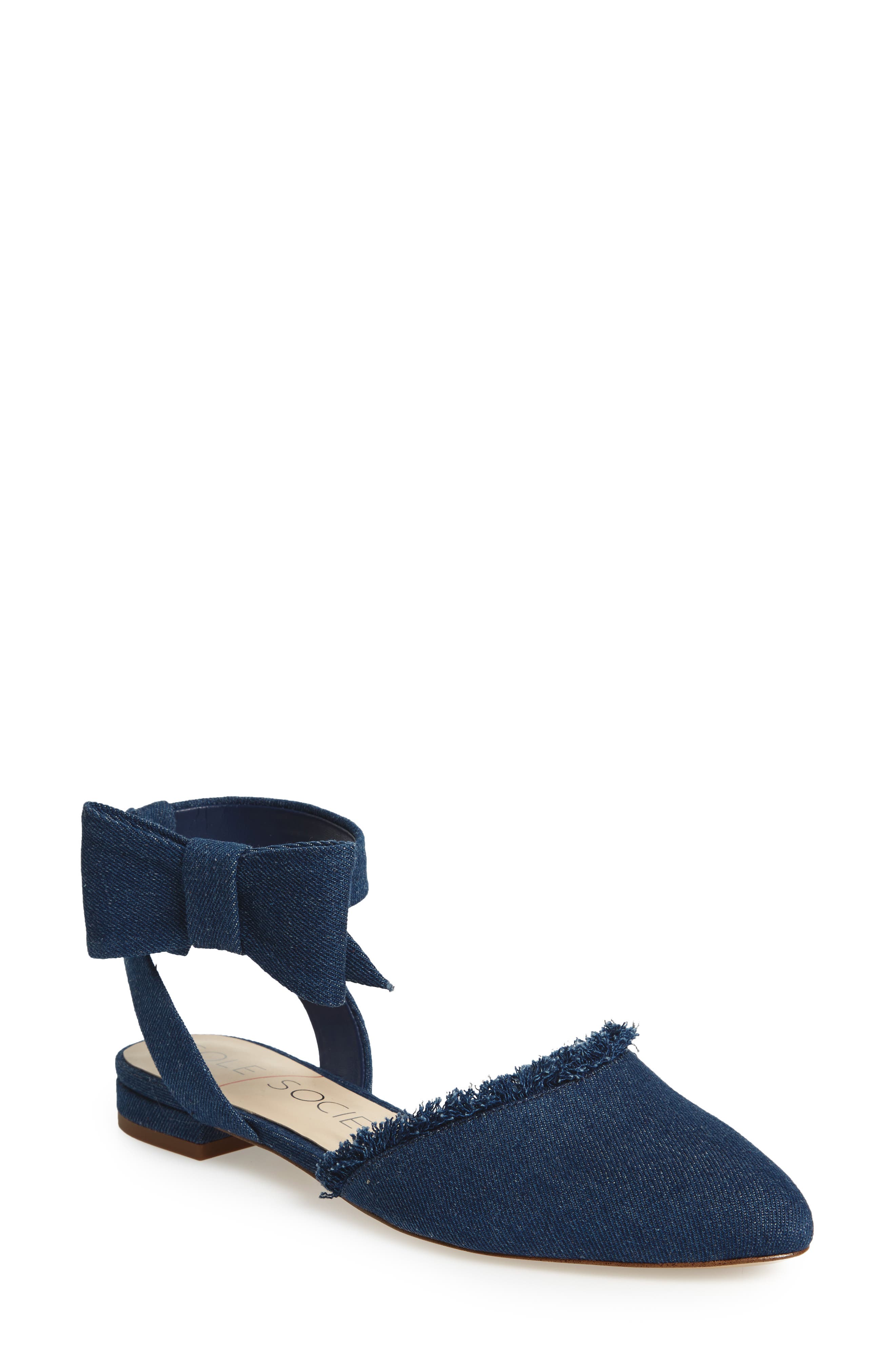 Pollie Flat, Main, color, DARK BLUE DENIM