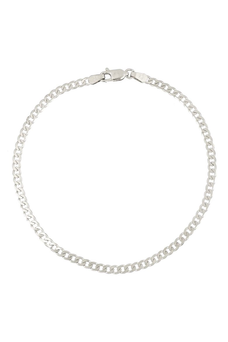 14K Gold Curb Flat Chain Bracelet, Main, color, 14K WHITE GOLD