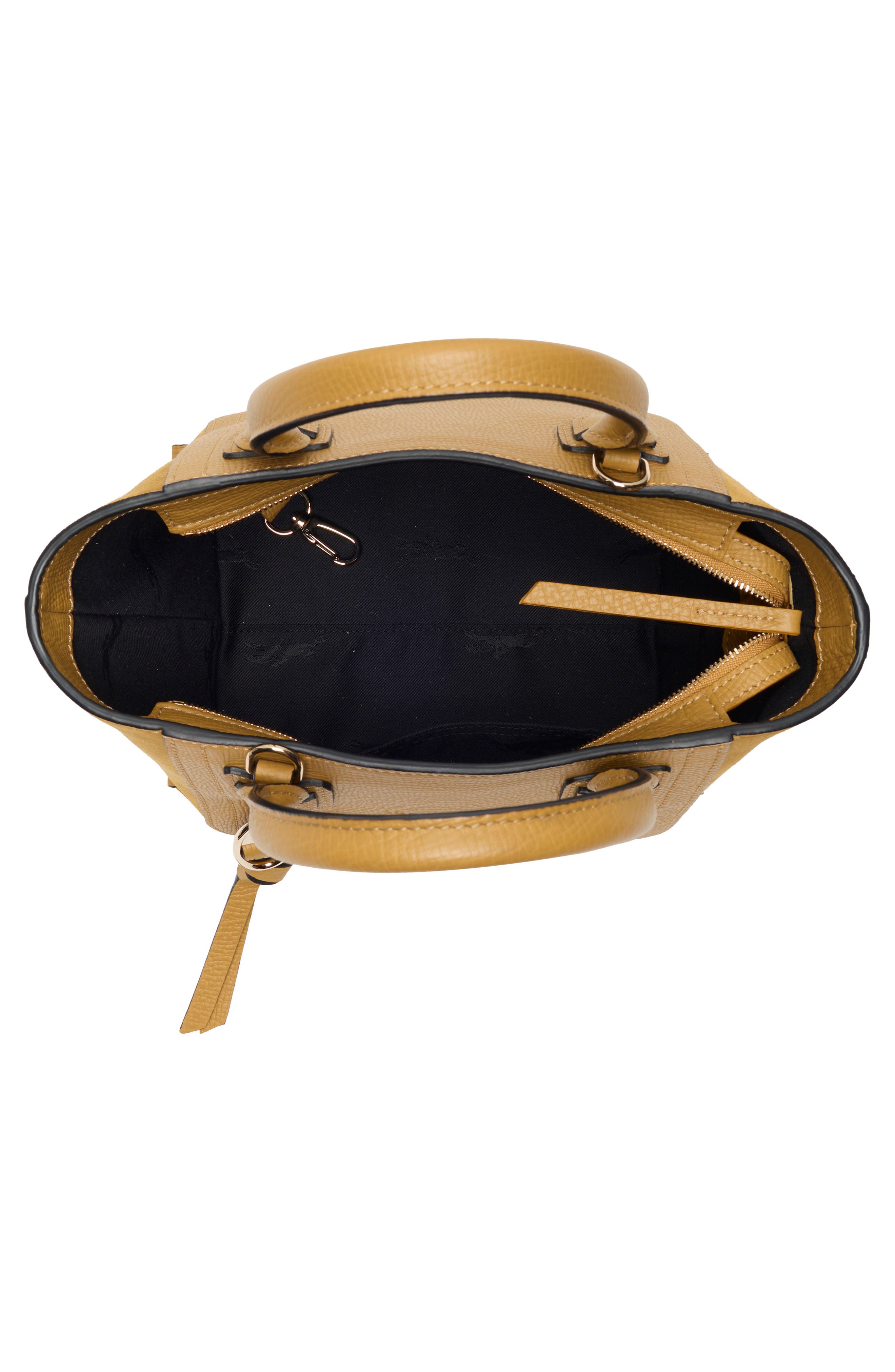 Longchamp Small Mailbox Soft Top Leather Crossbody Bag, Alternate, color, Honey