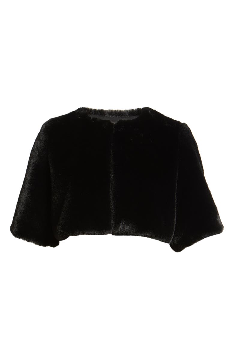 Anne Klein Short Sleeve Faux Fur Shrug, Alternate, color, Anne Black