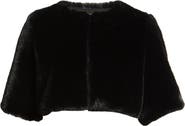 Anne Klein Short Sleeve Faux Fur Shrug