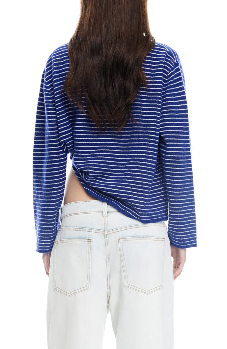 LIONESS Stripe Long Sleeve Polo Sweater, Alternate, color, Blue Stripe
