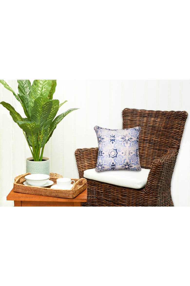 Blue Tile Woven Throw Pillow, 18" x 18", Alternate, color, Blue