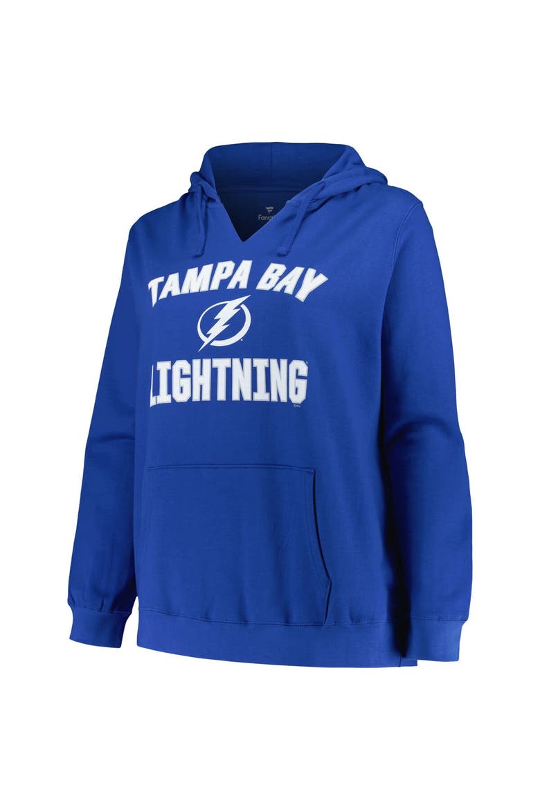 Women's Profile Blue Tampa Bay Lightning Plus Size Arch Over Logo Pullover Hoodie, Alternate, color, Blue