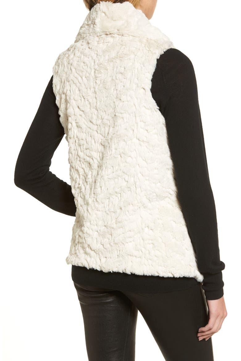 Silky Faux Fur Shawl Collar Vest, Alternate, color, WHITE