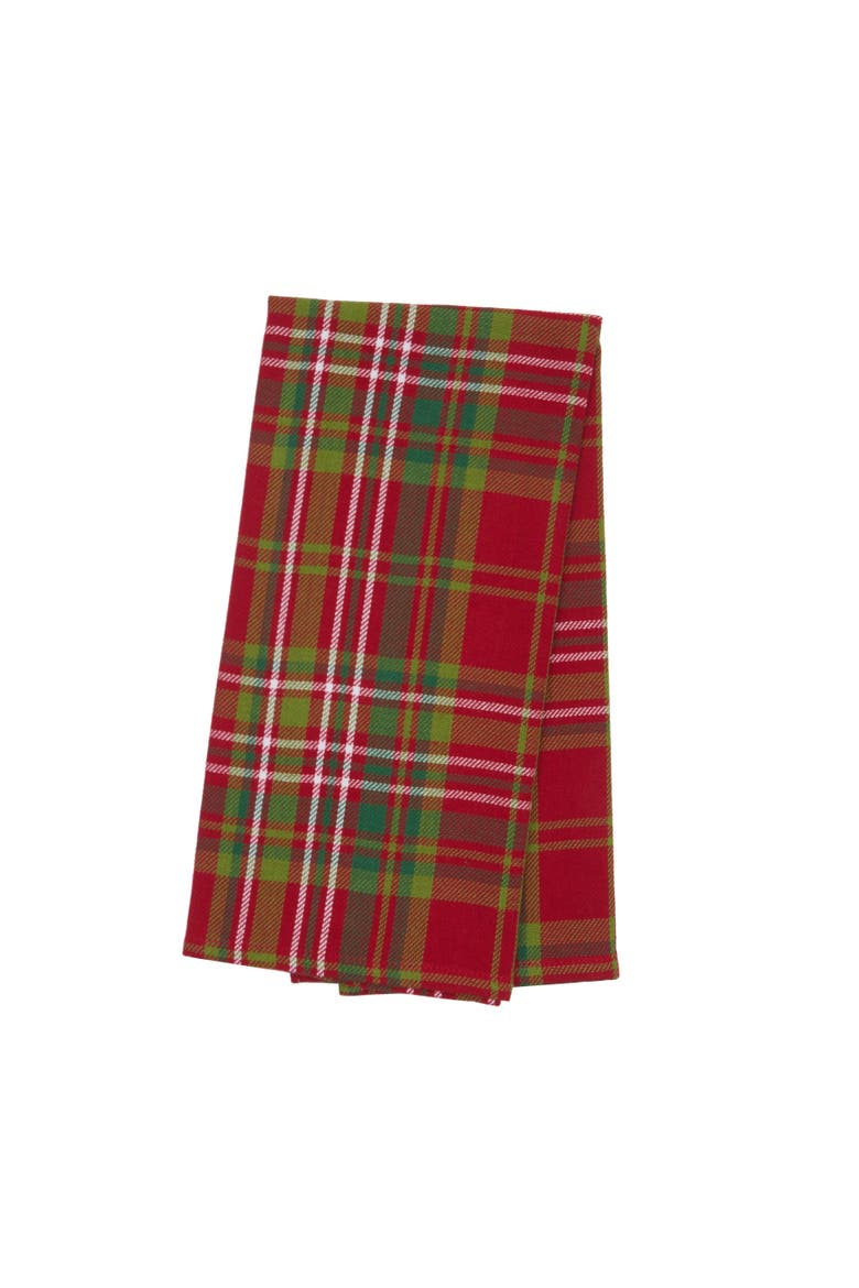 27' X 18" Jonah Plaid Woven Cotton Kitchen Dish Towel Red White and Green Plaid, Main, color, Red