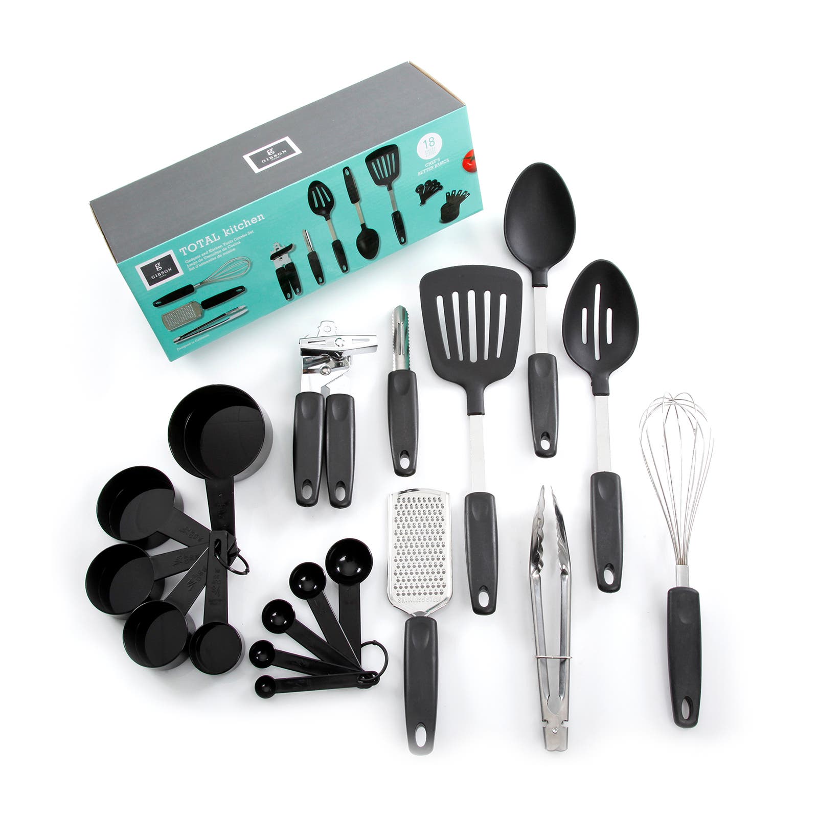 Gibson Home Total Kichen Chefs Better Basics 18pc Gadgets And Tools Set In Black