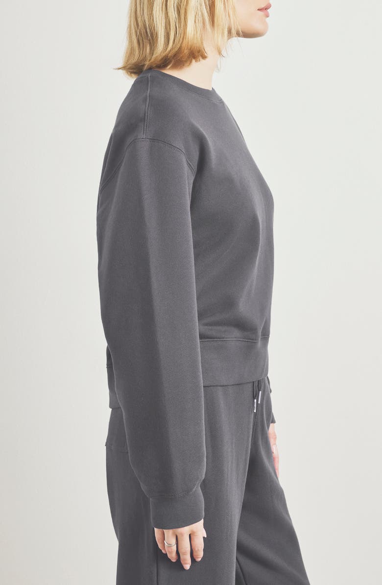 Splendid Laguna Lounge Cotton Crewneck Sweater, Alternate, color, Lead Black