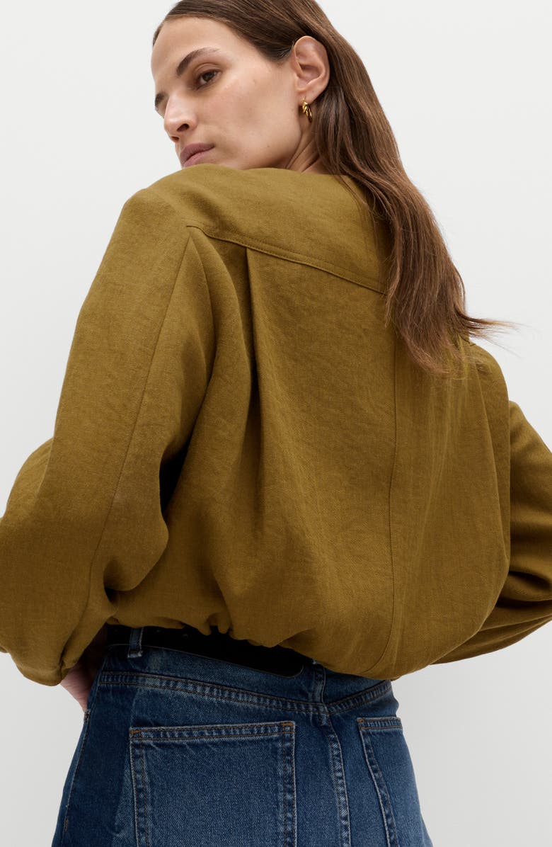 M&S Collarless Jacket, Alternate, color, Mossy Brown