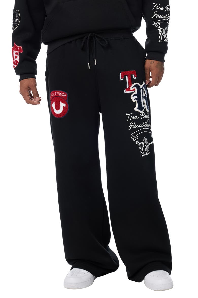 Logo Patch Baggy Sweatpants, Main, color, JET BLACK