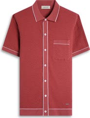 Bugatchi Tipped Short Sleeve Button-Up Sweater