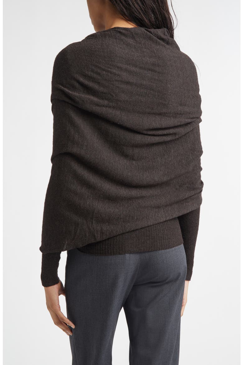 Elio Semisheer Baby Alpaca & Extrafine Wool Blend Rib Crossover Sweater, Alternate, color, BROWN