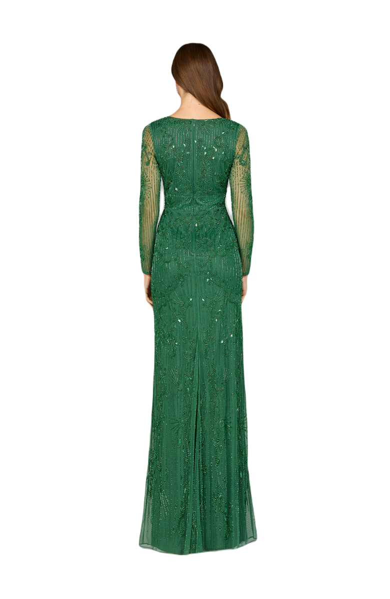 LARA New York -Elegant Long Sleeve Beaded Gown, Alternate, color, Forestgreen