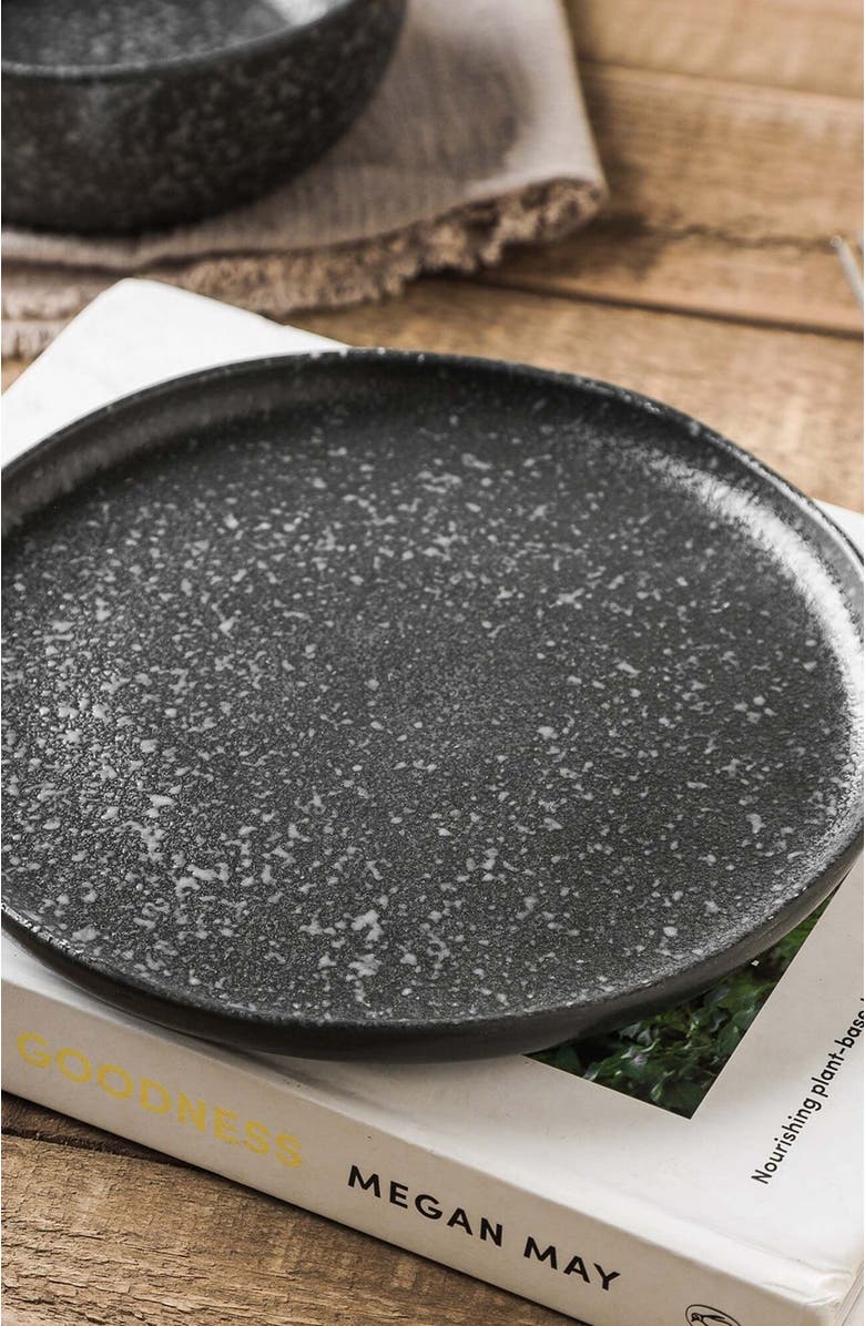 Stone Lain Tom Stoneware 4-Piece Salad Plate Set, Alternate, color, Black And White