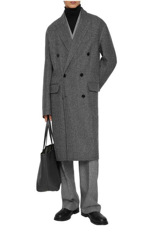 Herringbone Wool Tailored Coat