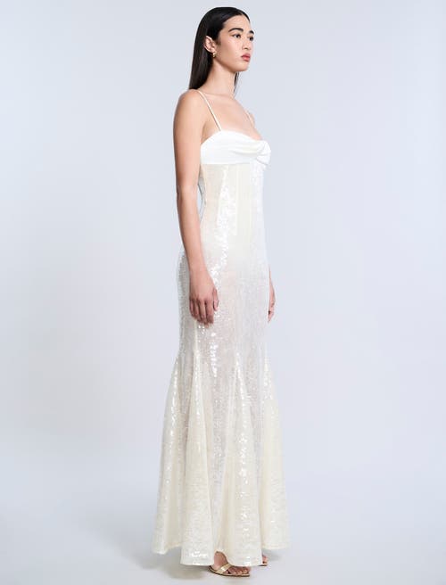 Bcbg Sequin Lace Gusset Gown In White