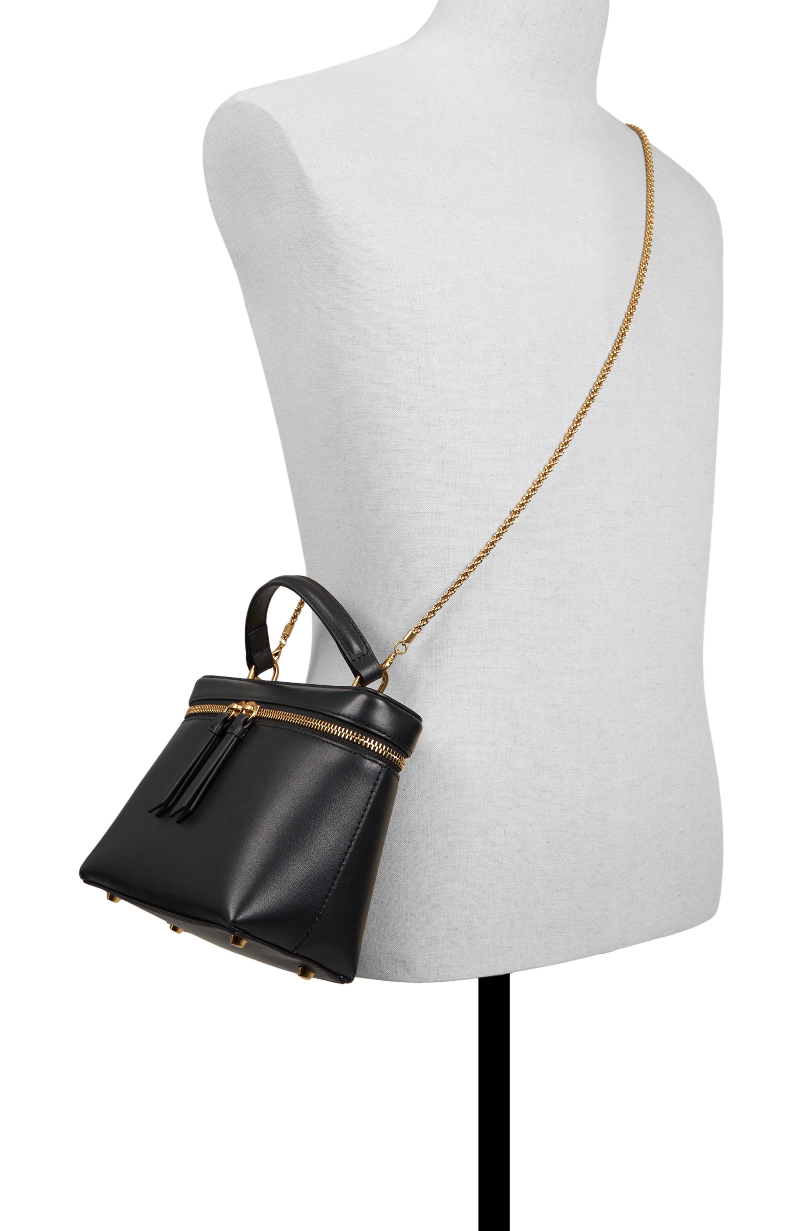 Ted Baker London Tia Top Handle Leather Bag, Alternate, color, Grainy Black/ Black