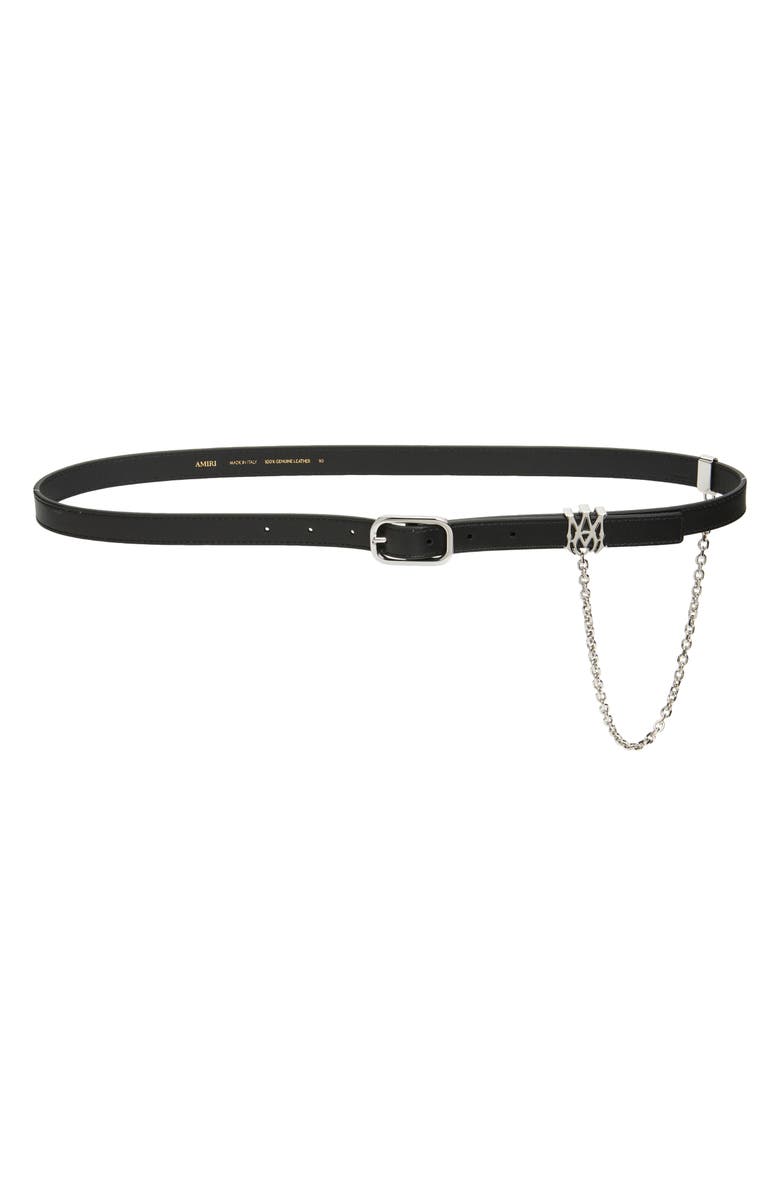 AMIRI MA Chain Skinny Leather Belt, Main, color, Black Nickel