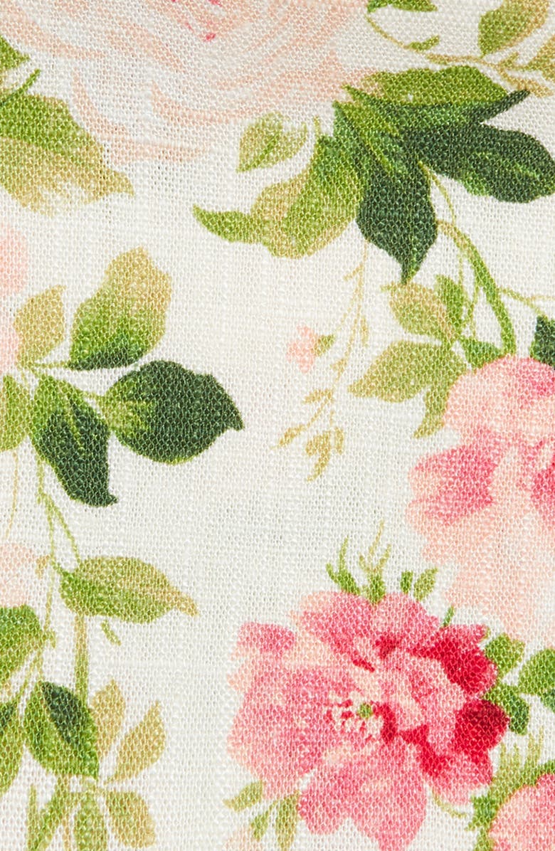 CLIFTON WILSON Pink & Olive Floral Cotton Pocket Square, Alternate, color, Pink