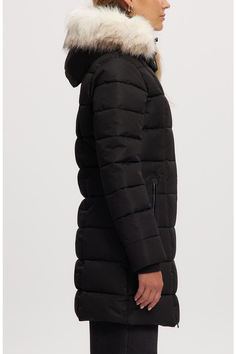 Hannah Faux Fur Trim Hooded Parka, Alternate, color, BLACK