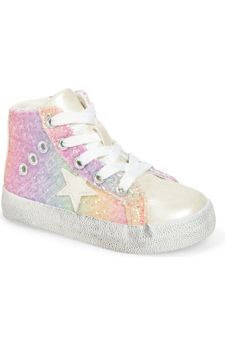 Nina Kids' Geovana Rainbow Glitter Sneaker, Main, color, Multi Glitter