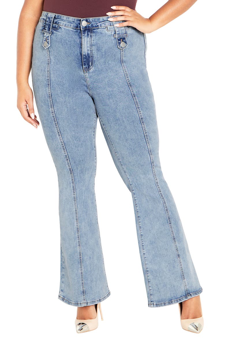 Asha Mia High Waist Bootcut Jeans, Main, color, LIGHT DENIM
