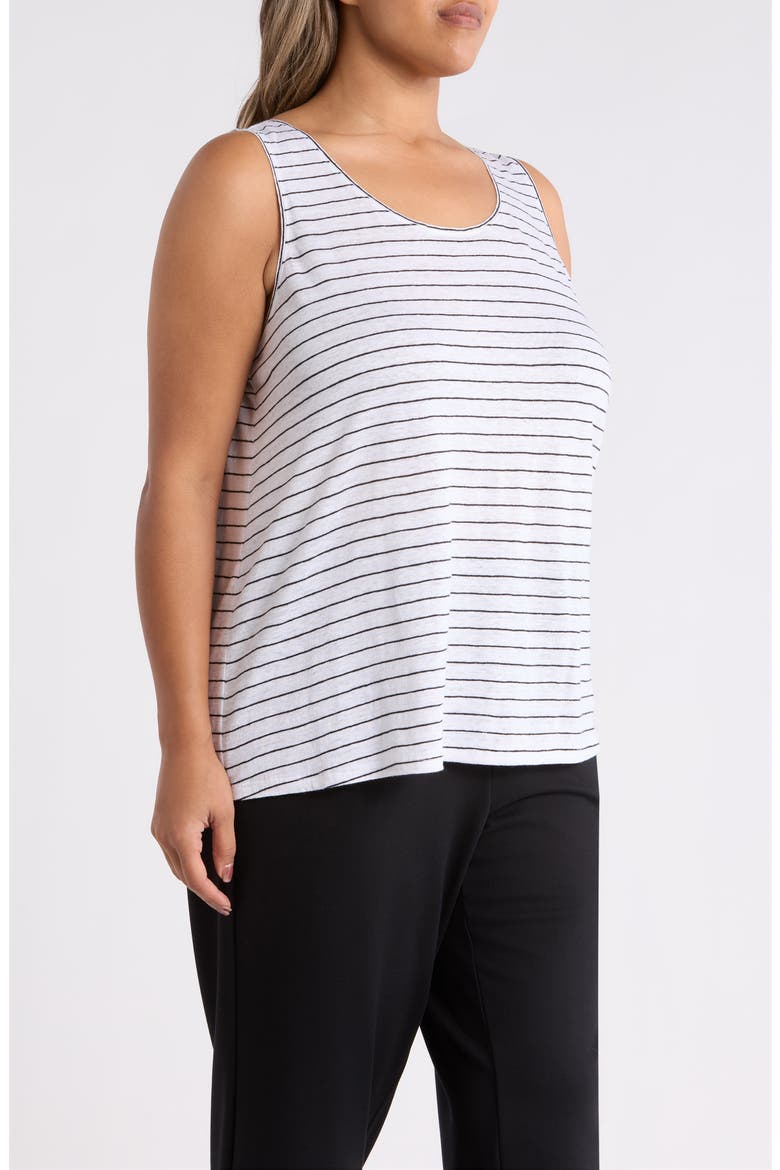 Stripe Organic Linen Tank, Alternate, color, WHITE/ BLACK
