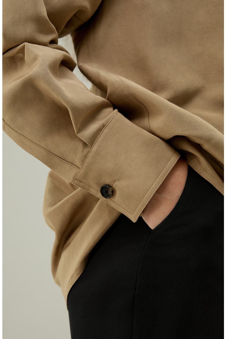 Women's Oversized Silk-Linen Blend Shirt, Alternate, color, Oak