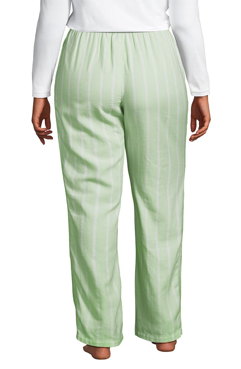 Lands' End Print Flannel Pajama Pants, Alternate, color, Icy Mint Green Stripe