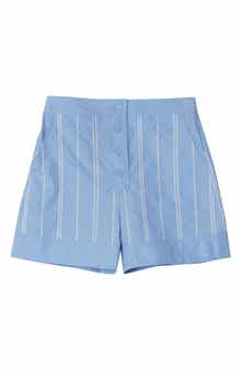 Wave Embroidered Poplin Shorts