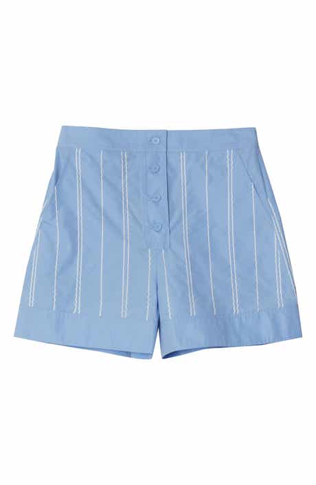 Wave Embroidered Poplin Shorts