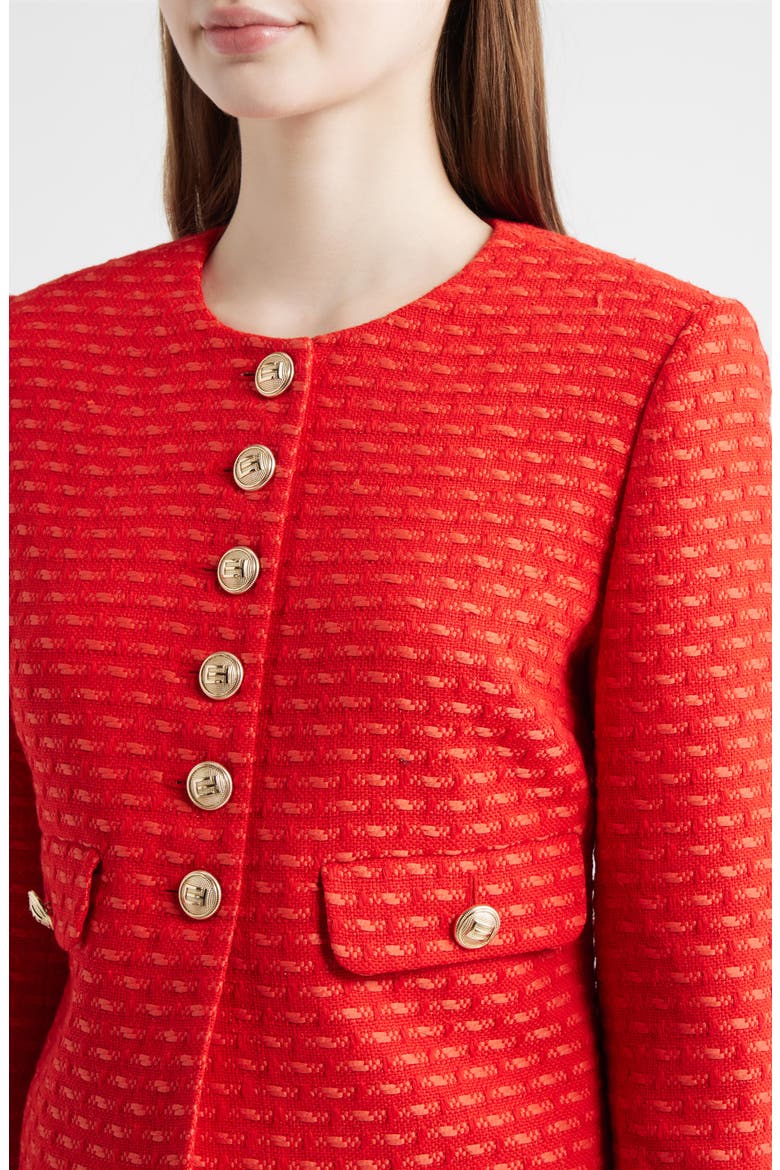 The Marlena Metallic Tweed Jacket, Alternate, color, POPPY GLOW TWEED