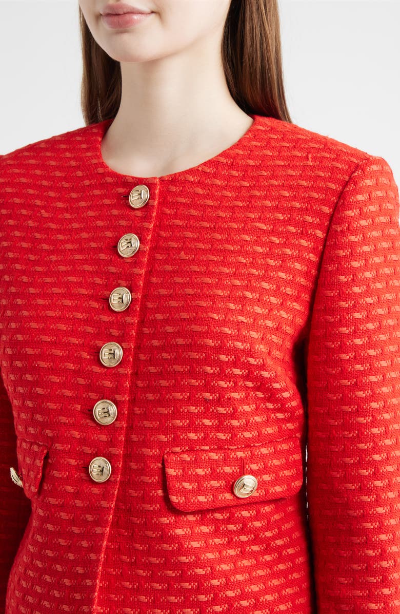 Elie Tahari The Marlena Metallic Tweed Jacket, Alternate, color, Poppy Glow Tweed