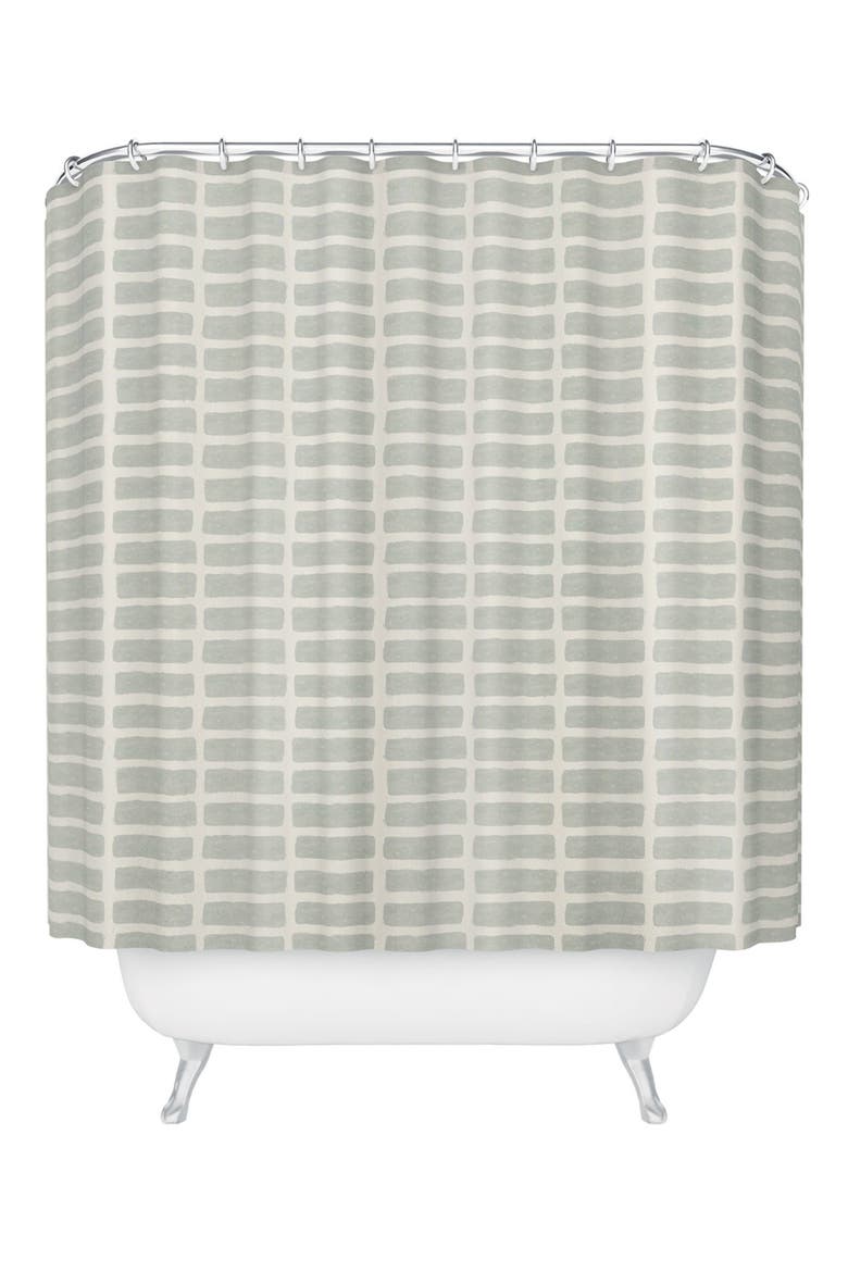 Lateral Block Print Shower Curtain, Main, color, CREAM