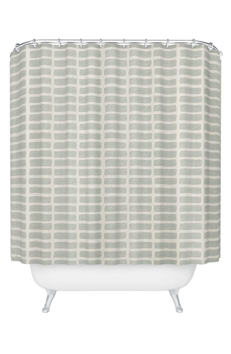 Deny Designs Lateral Block Print Shower Curtain, Main, color, Cream