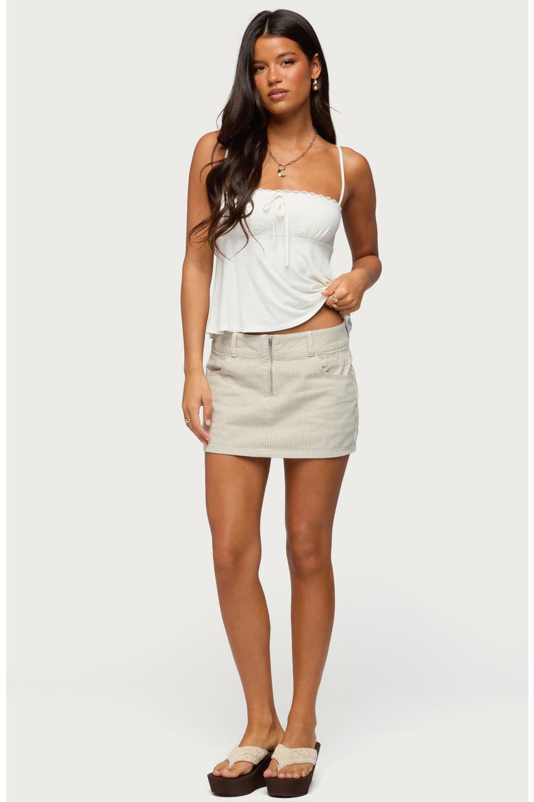 Poppey Stripe Denim Miniskirt, Alternate, color, BEIGE-AND-WHITE