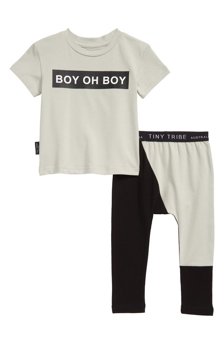 TINY TRIBE Boy Oh Boy 2-Piece Graphic Tee & Pants Set, Main, color,