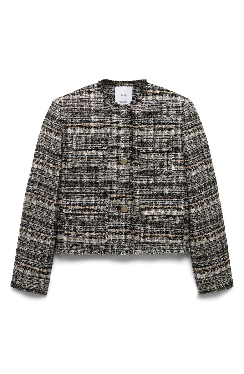 MANGO Tweed Fringe Trim Jacket, Alternate, color, 