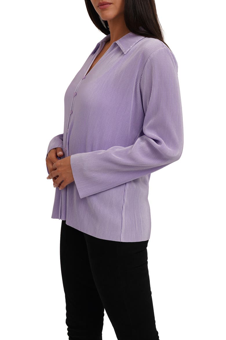 Rib Button-Up Shirt, Alternate, color, LAVENDER