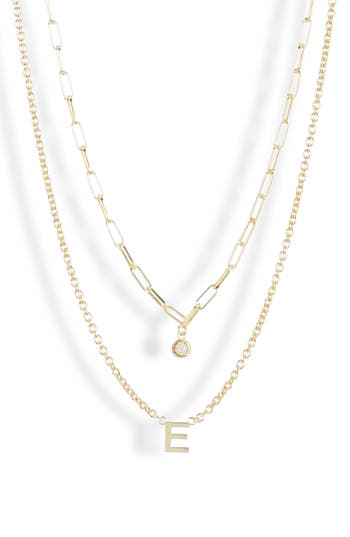 Meshmerise Diamond Initial Charm Necklace In Gold