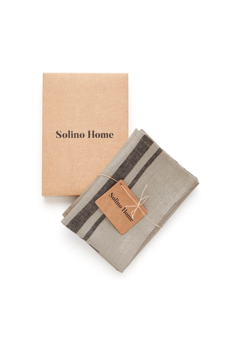 Solino Home Linen Kitchen Towels - French Stripe, Alternate, color, Black And Natural