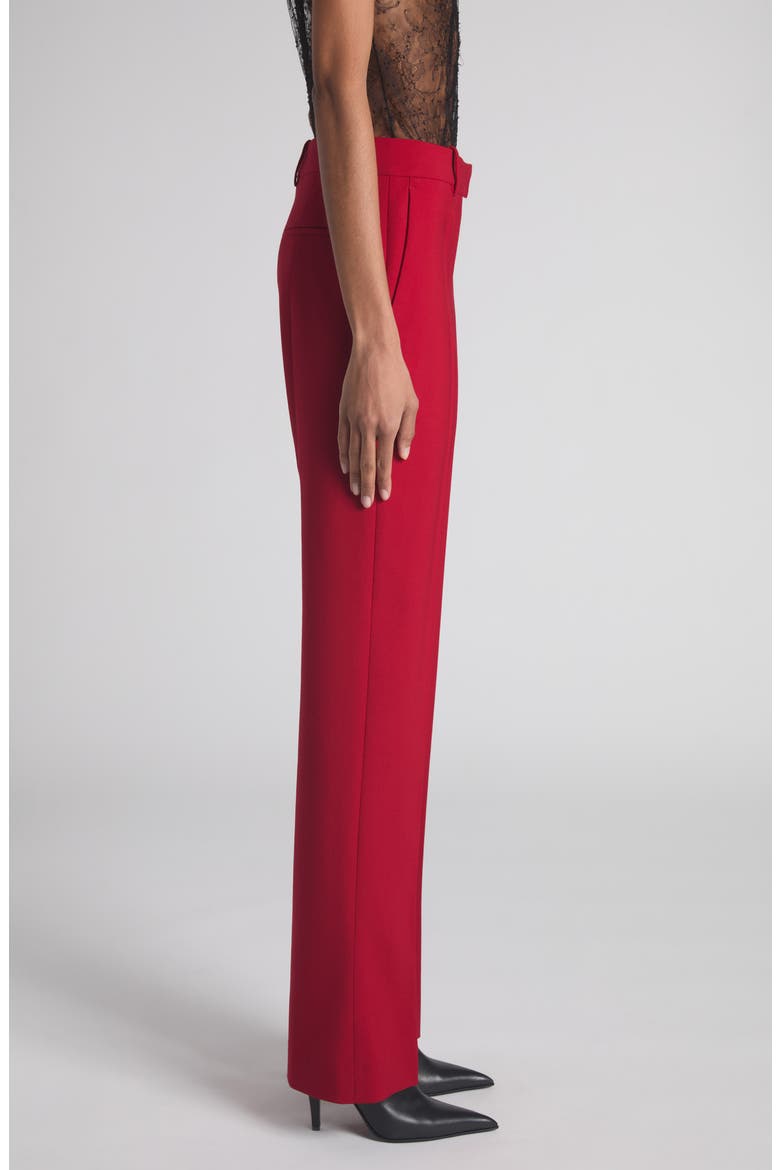 Pleated Straight Leg Wool Trousers, Alternate, color, CRIMSON