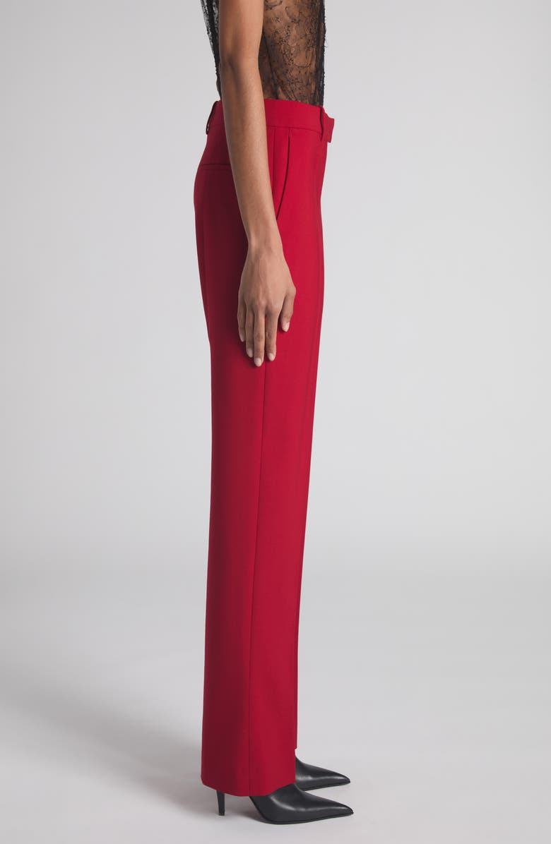 McQueen Pleated Straight Leg Wool Trousers, Alternate, color, Crimson