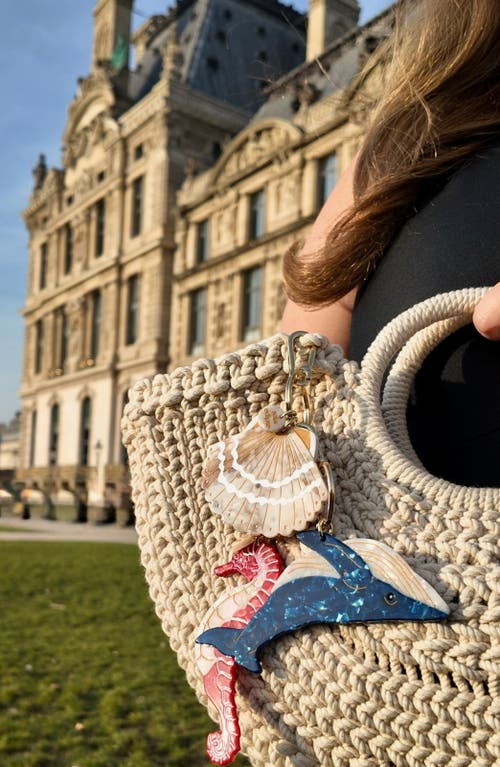 Solar Eclipse Hand Painted Seashell Key Chain Bag Charm In Multi